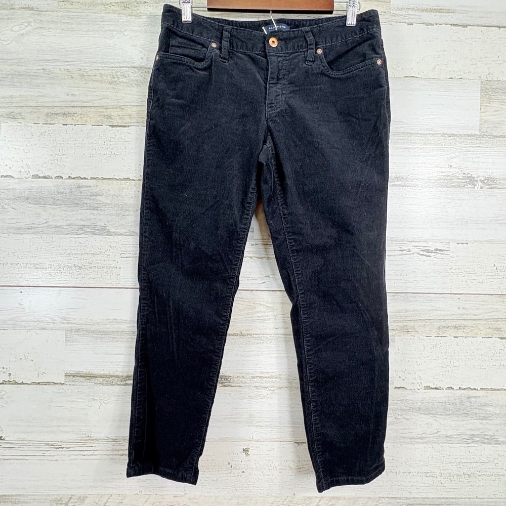 Lands End Petite Black Corduroy Straight Ankle Pants‎ Women Size 6P Fit 1